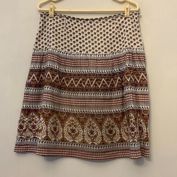 Blue Plate brown and white patterned skirt. Fully lined Size 10 - Picture 1 of 7